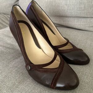 Cole Haan Adelyn Mary Jane, Brown Leather with Suede Trim, Sz 9.5, NWOB